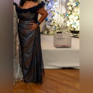 Rene Ruiz Midnight Blue Sequin Gown